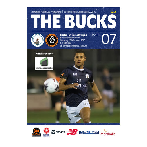 2023/24 #07 Buxton v Rushall Olympic National League North 28.10.23 Programme