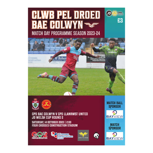 2023/24 #08 Colwyn Bay v Llanrwst United JD Welsh Cup 14.10.23 Programme