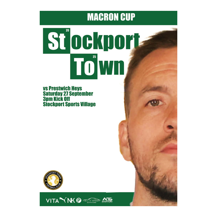 2025/26 #08 Stockport Town v Prestwich Heys NWCL Macron Cup 27.09.25 Printed Programme