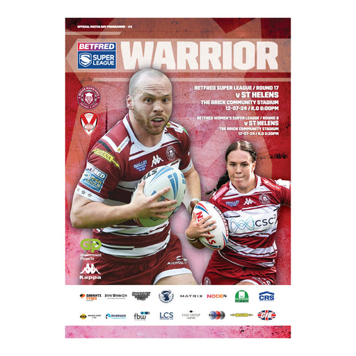 2024 #08 Wigan Warriors v St Helens Betfred Super League 12.07.24 Digital Programme