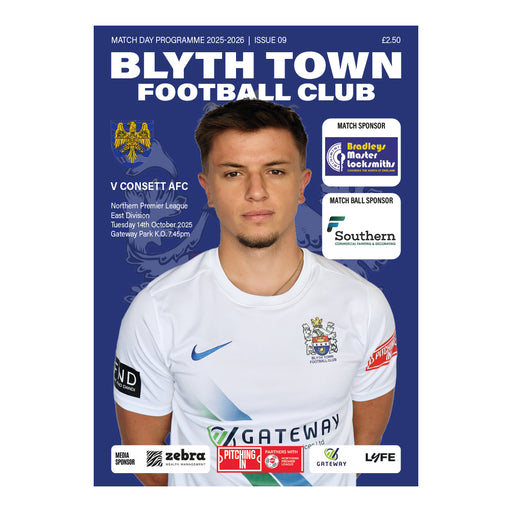 2025/26 09 Blyth Town v Consett 14.10.25 Northern Premier League East Division Printed Programme