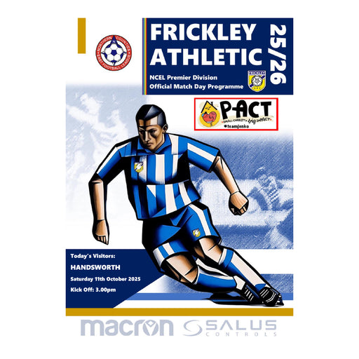 2025/26 09 Frickley Athletic v Handsworth 11.10.25 NCEL Premier Division Printed Programme