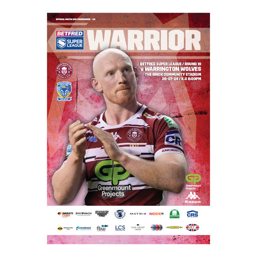 2024 #09 Wigan Warriors v Warrington Wolves Betfred Super League 26.07.24 Digital Programme