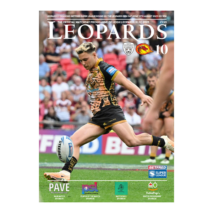2023 #10 Leigh Leopards v Catalans Dragons 19.08.23 Betfred Super League Rugby Printed Programme