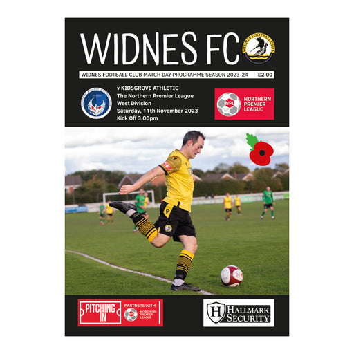 2023/24 #10 Widnes v Kidsgrove Athletic NPL 11.11.23 Printed Programme