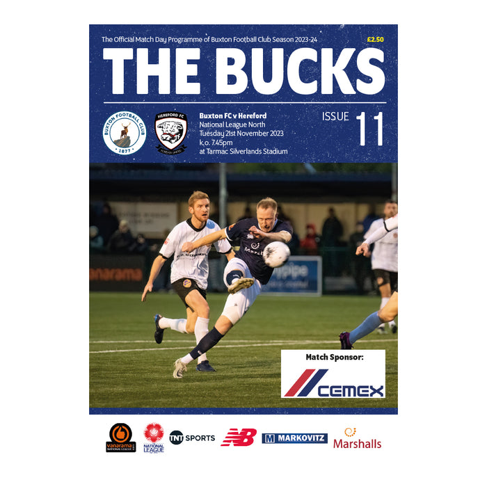 2023/24 #11 Buxton v Hereford National League North 21.11.23 Programme