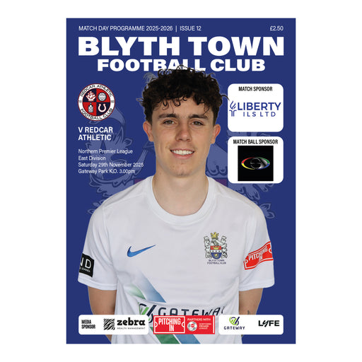 2025/26 12 Blyth Town v Redcar Athletic 29.11.25 Northern Premier League East Division Printed Programme