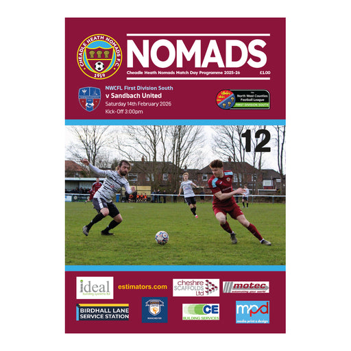 2025/26 #12 Cheadle Heath Nomads v Sandbach United NWCFL 14.02.26 Printed Programme