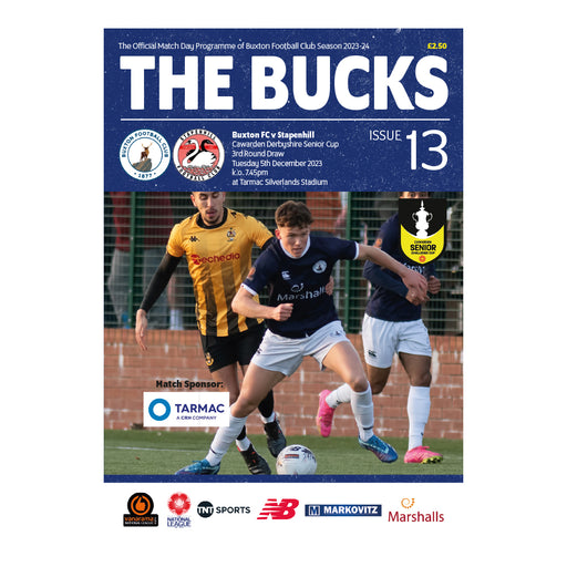 2023/24 #13 Buxton v Stapenhill Derbyshire Senior Cup 05.12.23 Programme