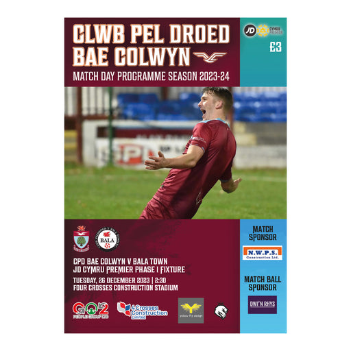 2023/24 #13 Colwyn Bay v Bala Town JD Cymru Premier 26.12.23 Programme
