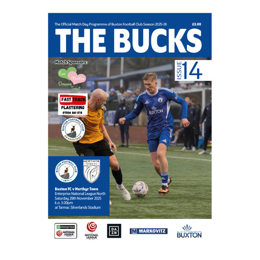 2025/26 #14 Buxton v Merthyr Town National League North 29.11.25 Programme