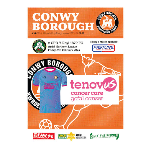 2023/24 #14 Conwy Borough v CPD Y Rhyl 1879 09.02.24 Ardal Northern League Printed Programme