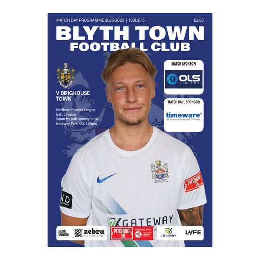 2025/26 15 Blyth Town v Brighouse Town 10.01.26 Northern Premier League East Division Printed Programme