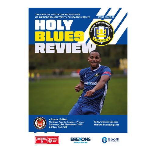 2025/26 #15 Gainsborough Trinity v Hyde United NPL 29.11.25 Printed Programme