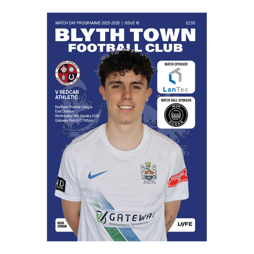 2025/26 16 Blyth Town v Redcar Athletic 14.01.26 Northern Premier League East Division Printed Programme