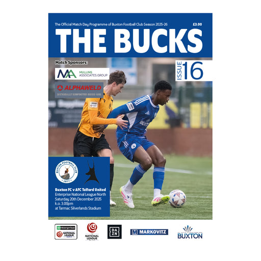 2025/26 #16 Buxton v AFC Telford United National League North 20.12.25 Programme
