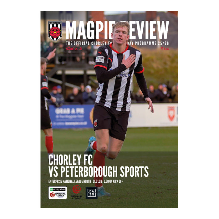 2025/26 #16 Chorley v Peterborough Sports National League North 31.01.26 Printed Programme