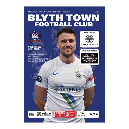 2025/26 17 Blyth Town v Newton Aycliffe 20.01.26 Northern Premier League East Division Printed Programme