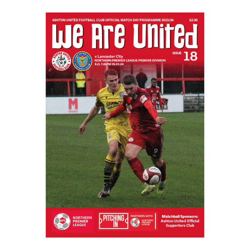 2023/24 #18 Ashton United v Lancaster City NPL 05.03.24 Programme