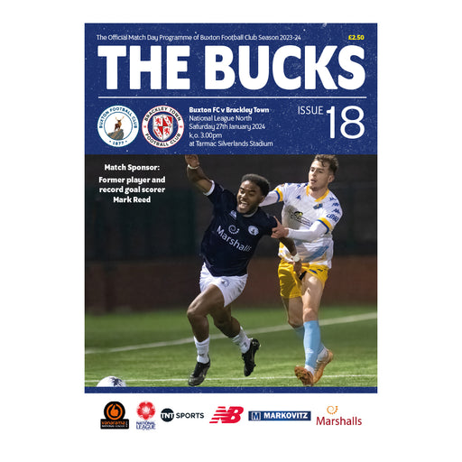 2023/24 #18 Buxton v Brackley Town National League North 27.01.24 Programme