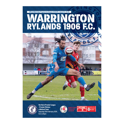 2023/24 #18 Warrington Rylands v Matlock Town 10.02.24 NPL Programme