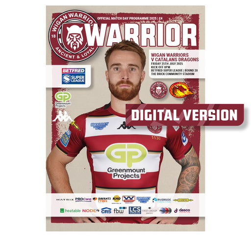 2025 #10 Wigan Warriors v Catalans Dragons Betfred Super League 25.07.25 Digital PDF Programme