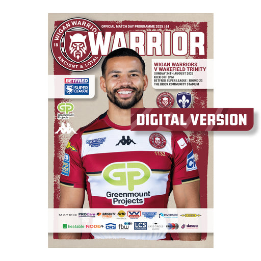 2025 #12 Wigan Warriors v Wakefield Trinity Betfred Super League 24.08.25 Digital PDF Programme