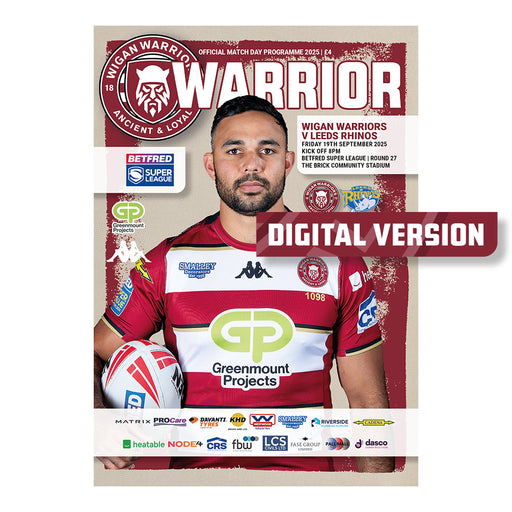 2025 #14 Wigan Warriors v Leeds Rhinos Betfred Super League 19.09.25 Digital PDF Programme