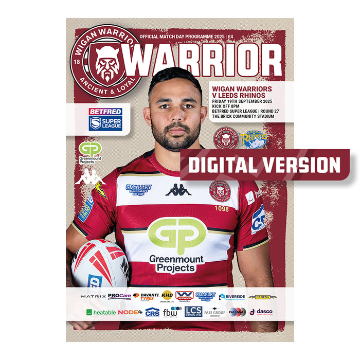 2025 #14 Wigan Warriors v Leeds Rhinos Betfred Super League 19.09.25 Digital PDF Programme
