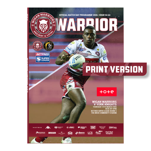 2026 #04 Wigan Warriors v York Knights Betfred Super League 19.03.26 Printed Programme
