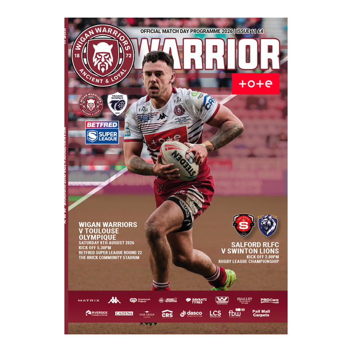 2026 #11 Wigan Warriors v Toulouse Betfred Super League 08.08.26 Digital PDF Programme