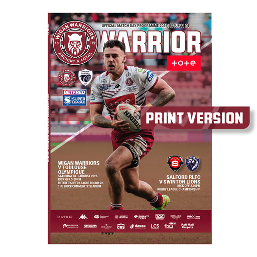 2026 #11 Wigan Warriors v Toulouse Betfred Super League 08.08.26 Printed Programme