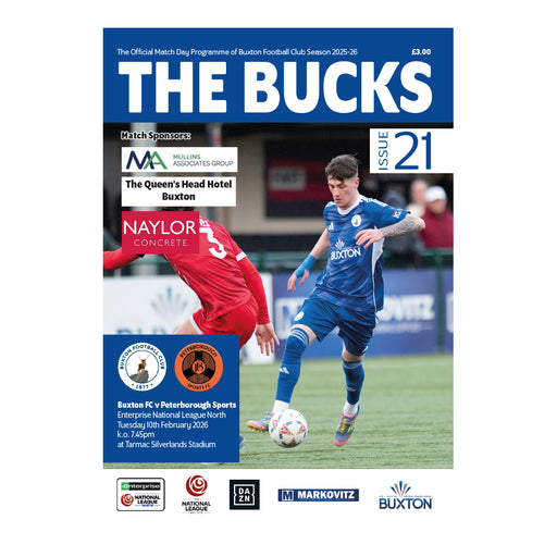 2025/26 #21 Buxton v Peterborough Sports National League North 10.02.26 Programme