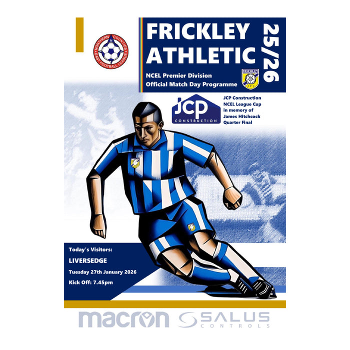 2025/26 21 Frickley Athletic v Liversedge 27.01.26 NCEL League Cup Quarter Final Printed Programme