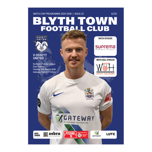 2025/26 22 Blyth Town v Ossett United 10.03.26 Northern Premier League East Division Printed Programme