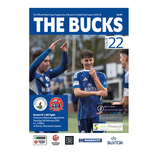 2025/26 #22 Buxton v AFC Fylde National League North 21.02.26 Programme