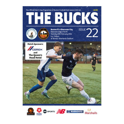 2023/24 #22 Buxton v Gloucester City National League North 20.02.24 Programme