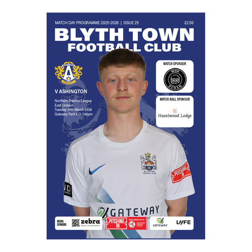 2025/26 25 Blyth Town v Ashington 24.03.26 Northern Premier League East Division Printed Programme