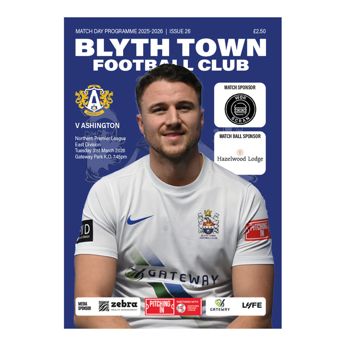 2025/26 26 Blyth Town v Ashington 31.03.26 Northern Premier League East Division Printed Programme