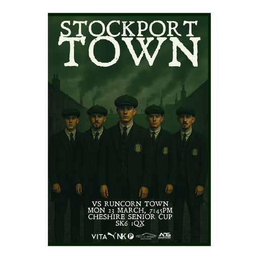 2025/26 #27 Stockport Town v Runcorn Town Cheshire Senior Cup Quarter Final 23.03.26 Printed Programme