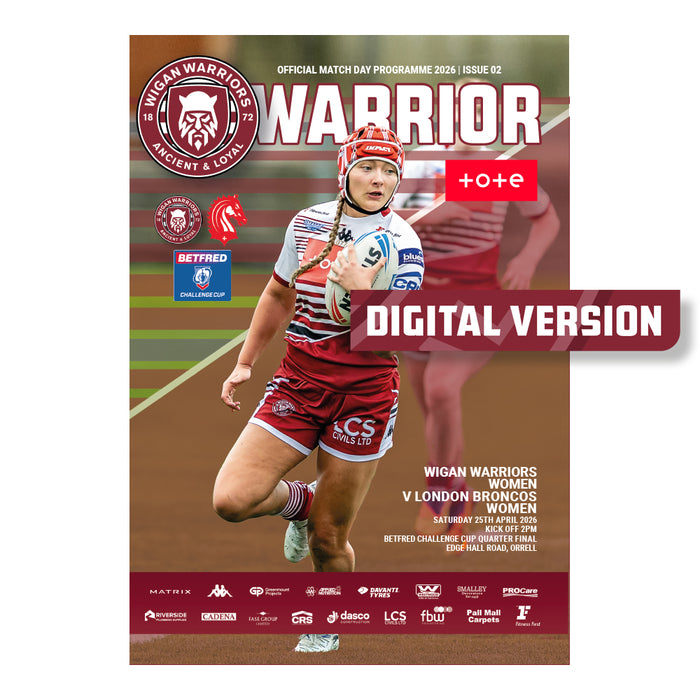 2026 #W02 Wigan Warriors Women v London Broncos Betfred Challenge Cup 25.04.26 Digital PDF Programme