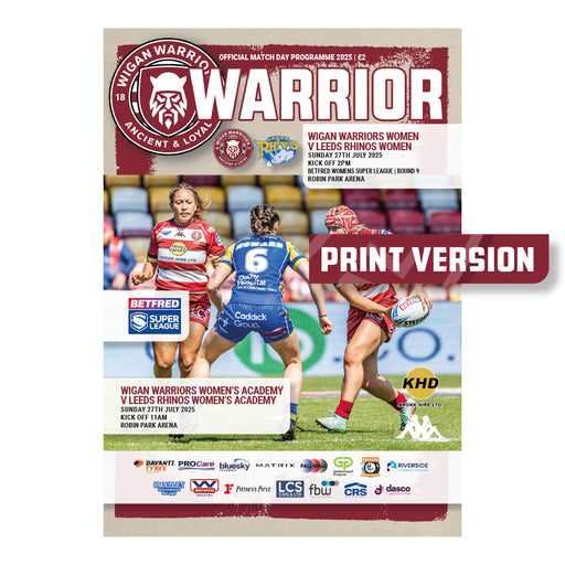 2025 #W04 Wigan Warriors Women v Leeds Rhinos Women Betfred Super League 27.07.25 Printed Programme