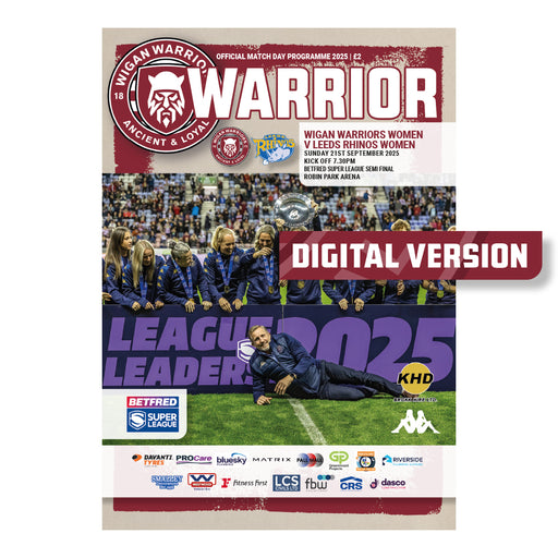 2025 #W05 Wigan Warriors Women v Leeds Rhinos Betfred Super League Semi Final 21.09.25 Digital PDF Programme