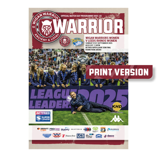 2025 #W05 Wigan Warriors Women v Leeds Rhinos Women Betfred Super League Semi Final 21.09.25 Printed Programme