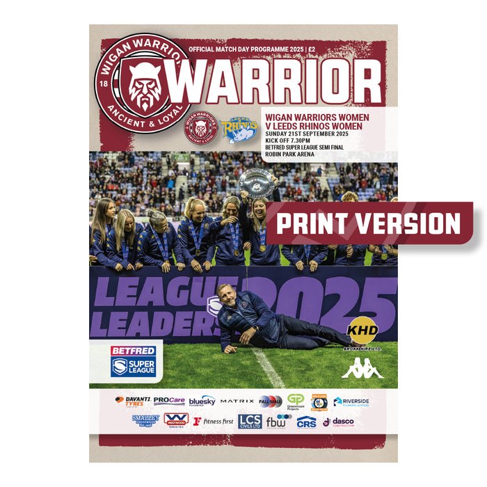 2025 #W05 Wigan Warriors Women v Leeds Rhinos Women Betfred Super League Semi Final 21.09.25 Printed Programme