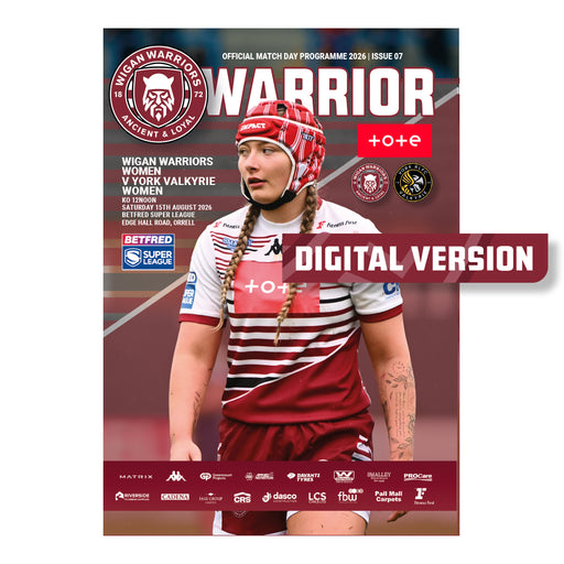 2026 #W07 Wigan Warriors Women v York Valkyrie Betfred Super League 15.08.26 Digital PDF Programme