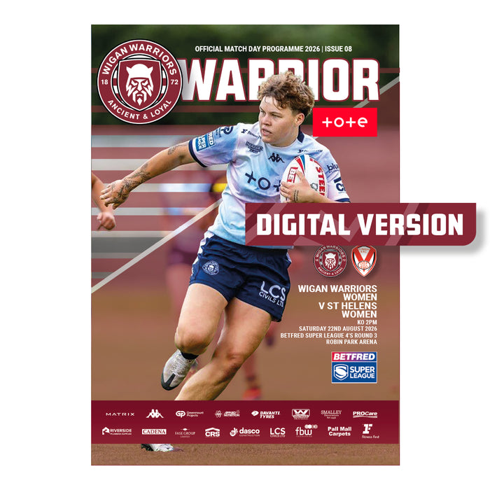 2026 #W08 Wigan Warriors Women v St Helens Betfred Super League 22.08.26 Digital PDF Programme