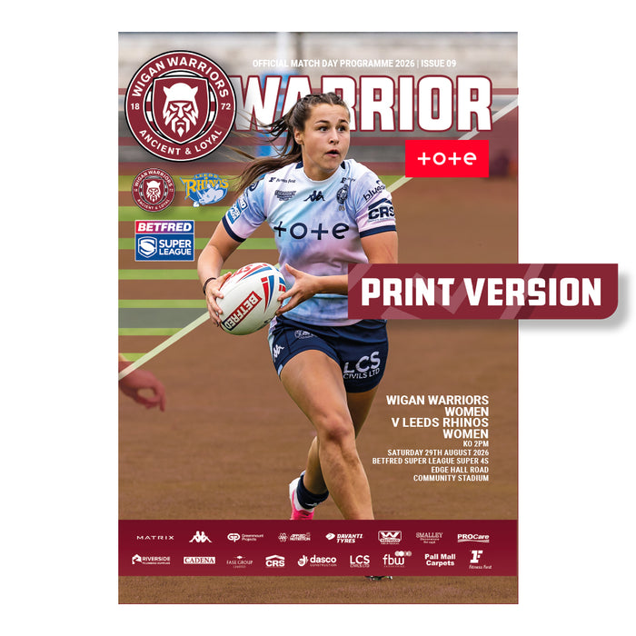 2026 #W09 Wigan Warriors Women v Leeds Rhinos Betfred Super League 29.08.26 Printed Programme