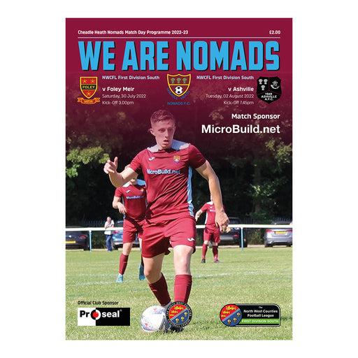 2022/23 #01 Cheadle Heath Nomads v Foley 30.07.22 & v Ashville 02.08.22 NWCFL Programme