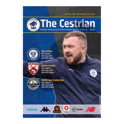 2022/23 #01 Chester v Rochdale 09.07.22 v Morecambe 16.07.22 Atherton Collieries Pre-season Printed Programme